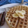 Golden Brown Waffles with Sausage